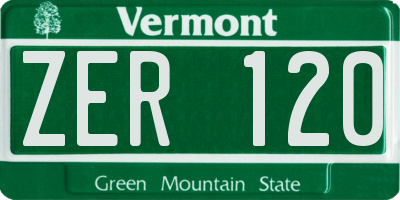 VT license plate ZER120