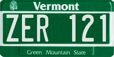 VT license plate ZER121