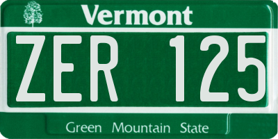 VT license plate ZER125