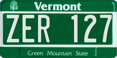 VT license plate ZER127
