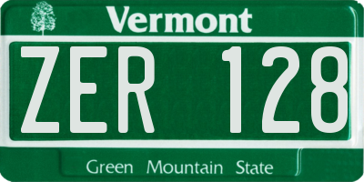 VT license plate ZER128