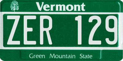VT license plate ZER129