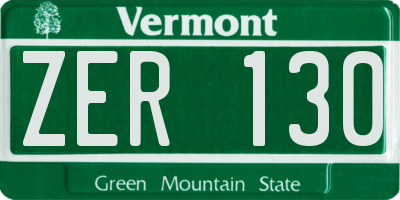 VT license plate ZER130