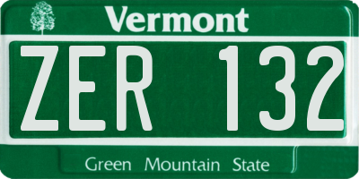 VT license plate ZER132