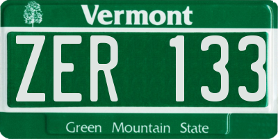 VT license plate ZER133