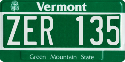 VT license plate ZER135