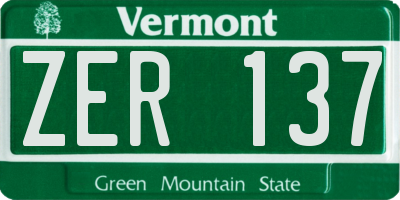 VT license plate ZER137
