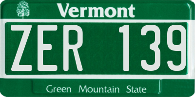 VT license plate ZER139