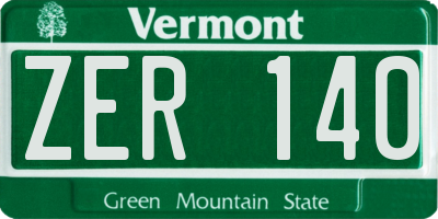 VT license plate ZER140