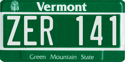 VT license plate ZER141