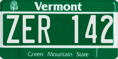 VT license plate ZER142