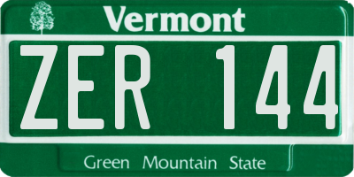 VT license plate ZER144