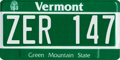 VT license plate ZER147