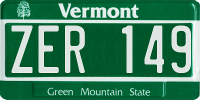 VT license plate ZER149