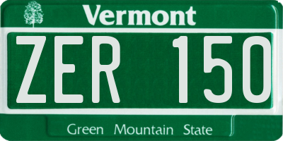 VT license plate ZER150