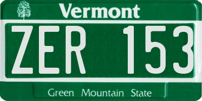 VT license plate ZER153