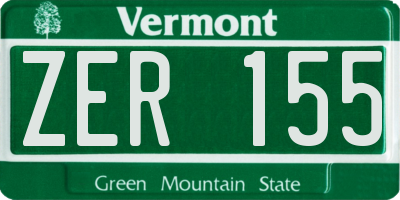 VT license plate ZER155