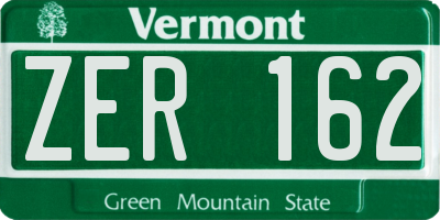 VT license plate ZER162