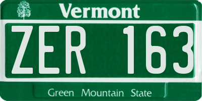 VT license plate ZER163