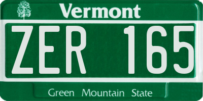 VT license plate ZER165