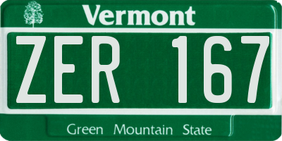 VT license plate ZER167