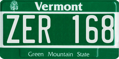 VT license plate ZER168