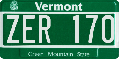 VT license plate ZER170