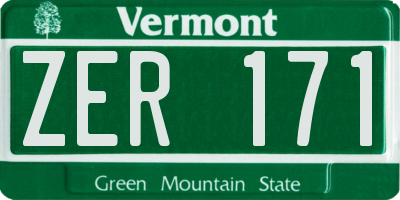 VT license plate ZER171