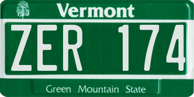 VT license plate ZER174