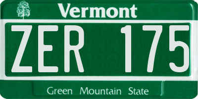 VT license plate ZER175