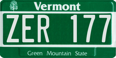 VT license plate ZER177