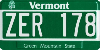 VT license plate ZER178