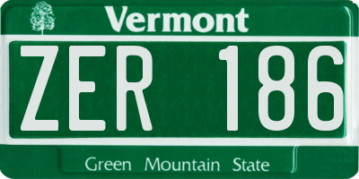 VT license plate ZER186