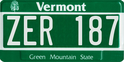 VT license plate ZER187
