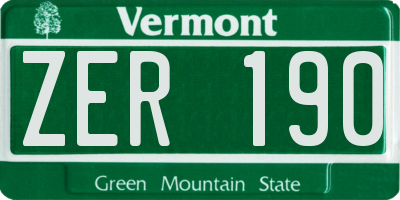 VT license plate ZER190