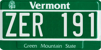 VT license plate ZER191