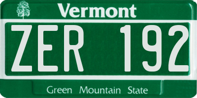 VT license plate ZER192