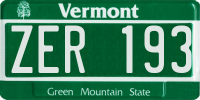 VT license plate ZER193