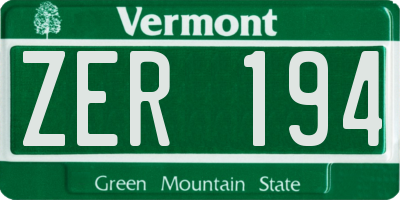VT license plate ZER194