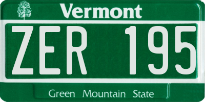 VT license plate ZER195