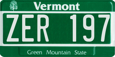 VT license plate ZER197