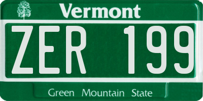 VT license plate ZER199