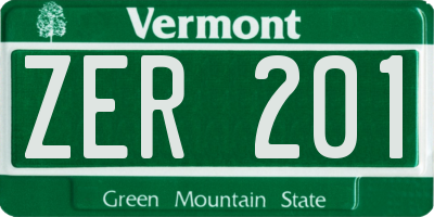 VT license plate ZER201