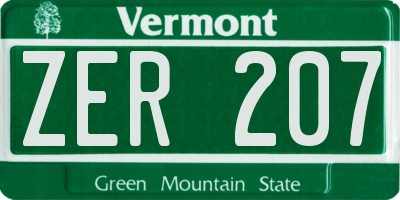 VT license plate ZER207