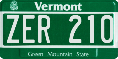 VT license plate ZER210