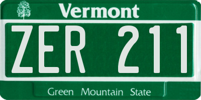VT license plate ZER211