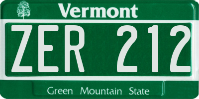 VT license plate ZER212