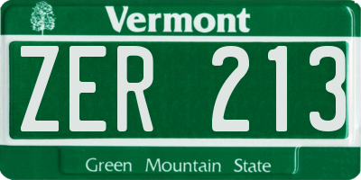 VT license plate ZER213