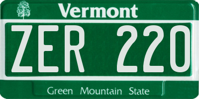 VT license plate ZER220