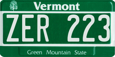 VT license plate ZER223